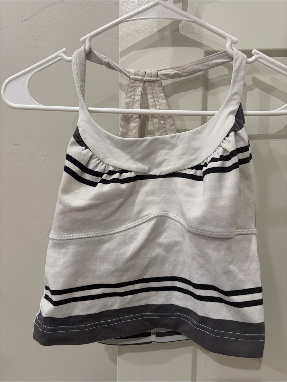 lululemon athletica White Tank Top with Black and Gray Stripes